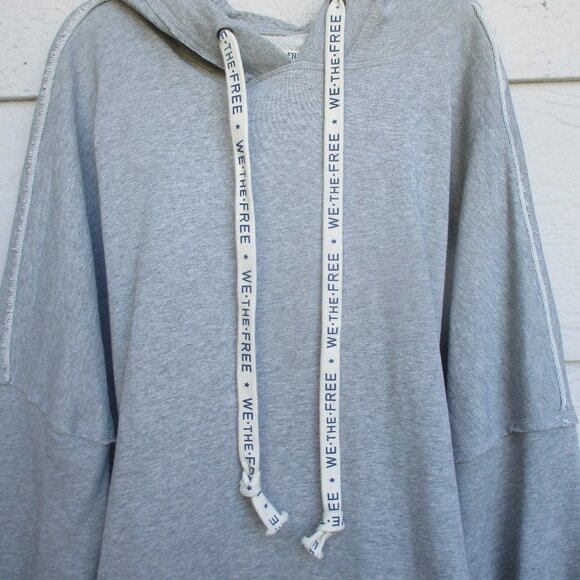 NWT FREE PEOPLE ~ WE the FREE LONGLINE HOODED GRAY HOODED SWEATSHIRT ~ L ~ $128 - Picture 5 of 8